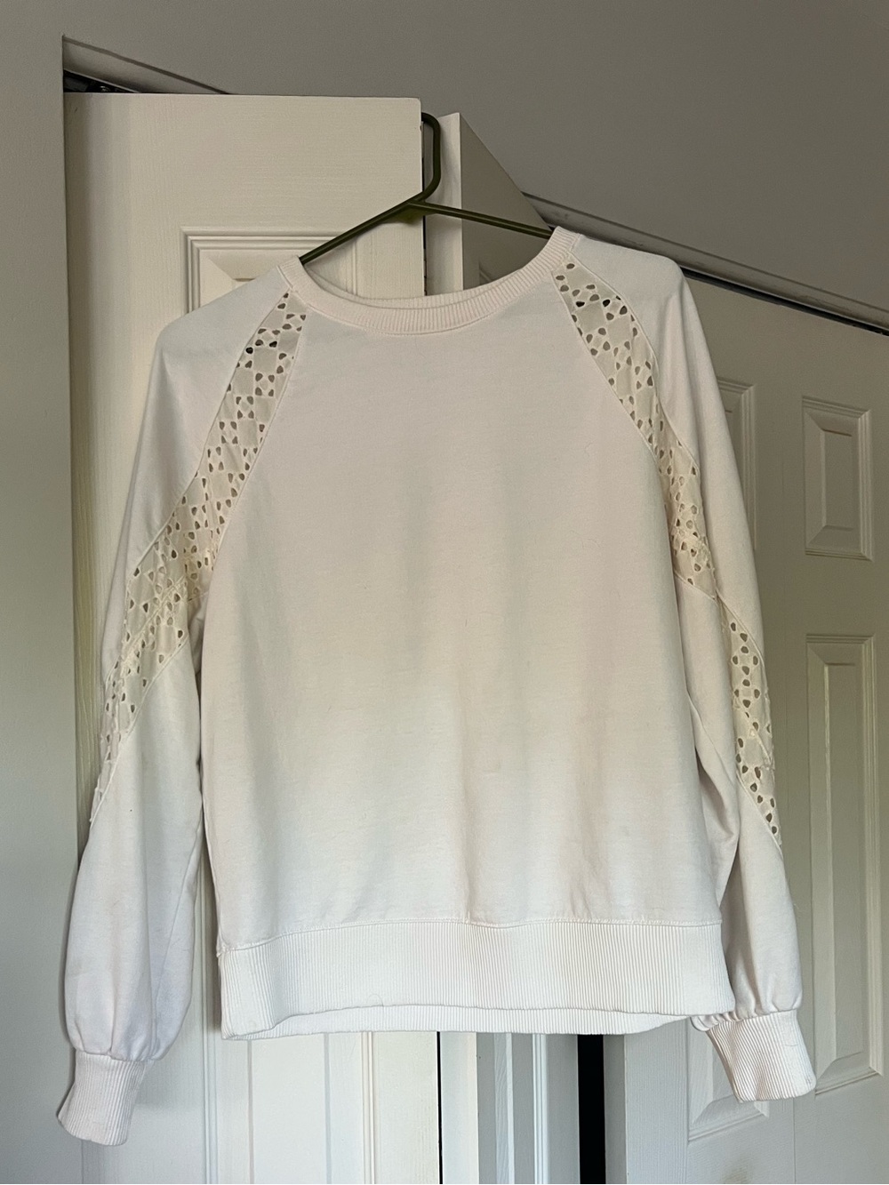 Lace trimmed cotton sweater